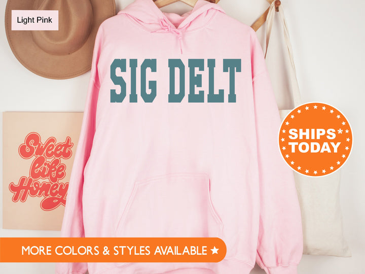 Sigma Delta Tau Bold Aqua Sorority Sweatshirt | Sig Delt Sorority Letters Crewneck | Sorority Merch | Big Little Gifts | Bid Day Basket