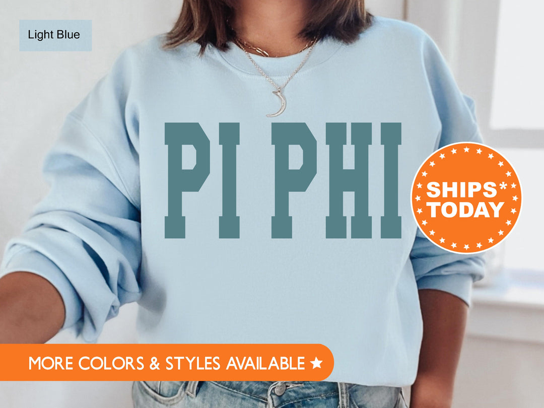 Pi Beta Phi Bold Aqua Sorority Sweatshirt | Pi Phi Sorority Letters Crewneck | Sorority Merch | Big Little Reveal Gifts | Bid Day Basket 5682g