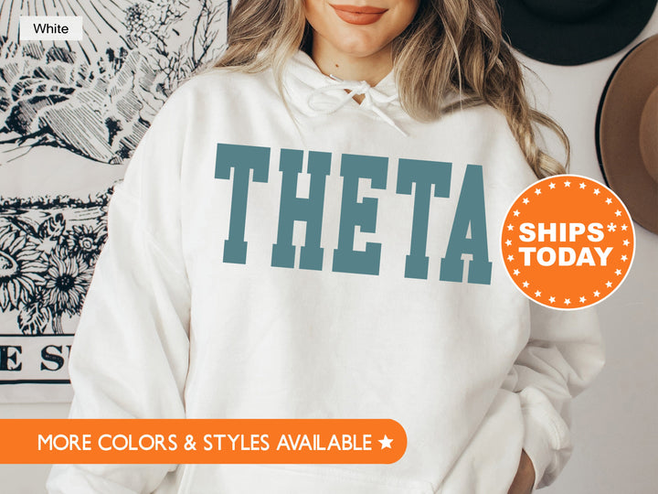 Kappa Alpha Theta Bold Aqua Sorority Sweatshirt | THETA Sorority Letters Crewneck | Sorority Merch | Big Little Reveal Gift | Bid Day Basket