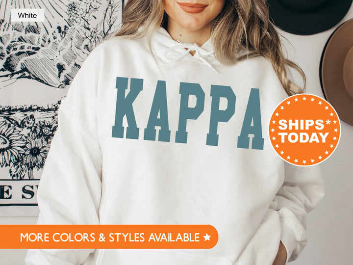 Kappa Kappa Gamma Bold Aqua Sorority Sweatshirt | KAPPA Sorority Letters Crewneck | Sorority Merch | Big Little Reveal Gift | Bid Day Basket