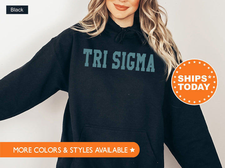 Sigma Sigma Sigma Bold Aqua Sorority Sweatshirt | Tri Sigma Sorority Letters Crewneck | Sorority Merch | Big Little Gifts | Bid Day Basket