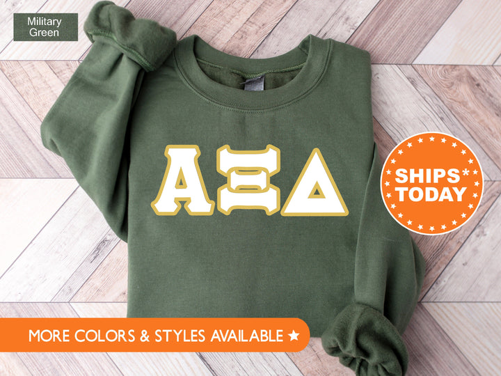 Alpha Xi Delta Simply Gold Sorority Sweatshirt | AXID Greek Letters | Alpha Xi Sorority Letters | Big Little Gift | Custom Sorority Crewneck