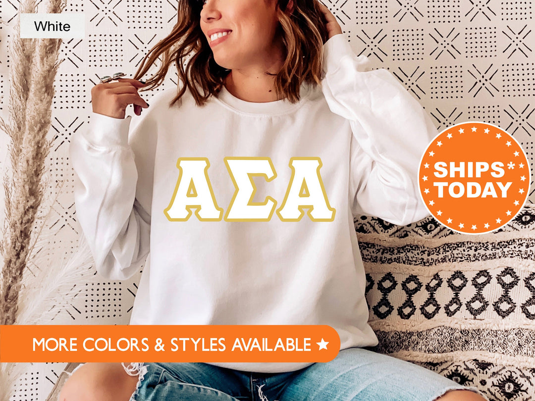 Alpha Sigma Alpha Simply Gold Sorority Sweatshirt | ASA Greek Letters | Sorority Letters | Big Little Reveal | Custom Sorority Crewneck 8430g