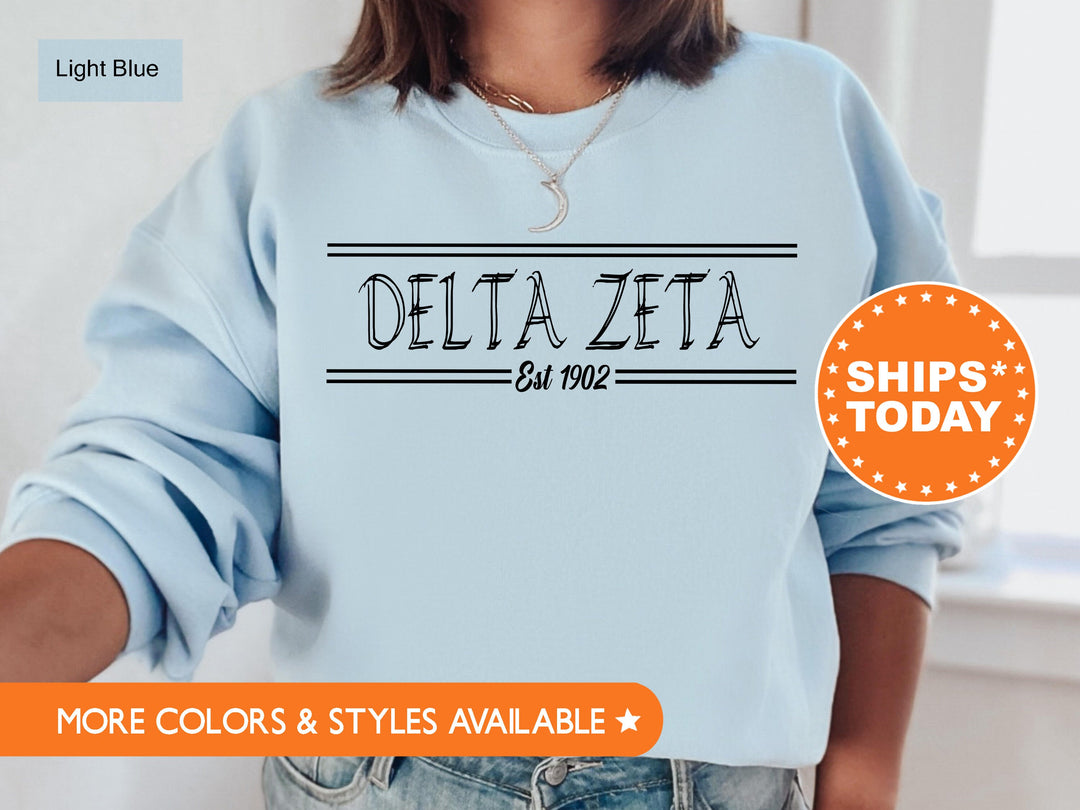 Delta Zeta Retro Fitted Sorority Sweatshirt | Dee Zee Sorority Hoodie | Big Little Gift | Sorority Merch | College Greek Sweatshirt _ 7345g