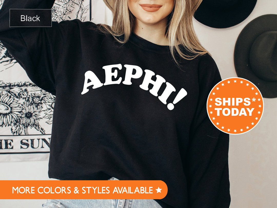 Alpha Epsilon Phi Exclamation Point Sorority Sweatshirt | AEPHI Greek Apparel | Big Little Reveal | Sorority Hoodie | Bid Day Gift _ 7126g