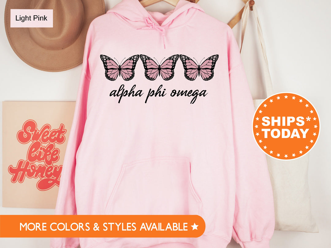 Alpha Phi Omega Trendy Butterfly Coed Sweatshirt | APHIO Initiation | Coed Fraternity | APO Sorority Hoodie | Trendy Sweatshirt _ 8959g