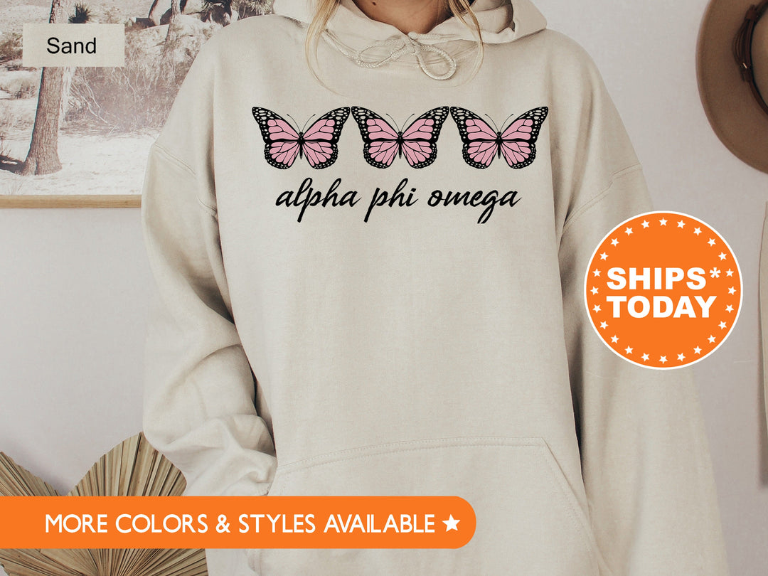 Alpha Phi Omega Trendy Butterfly Coed Sweatshirt | APHIO Initiation | Coed Fraternity | APO Sorority Hoodie | Trendy Sweatshirt _ 8959g