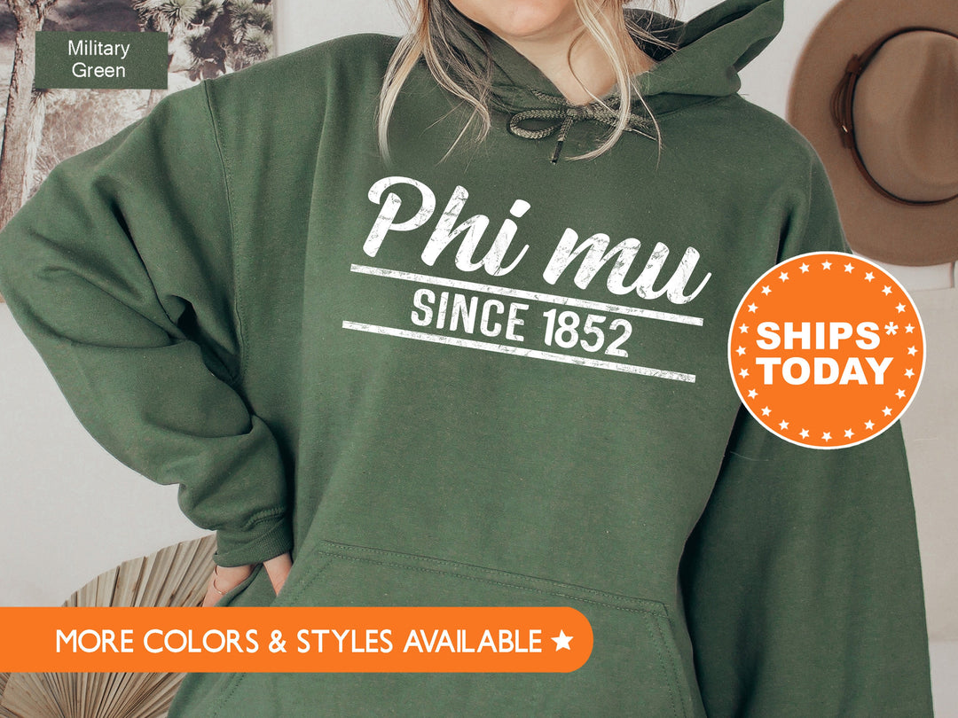 Phi Mu Faded Traditional Sorority Sweatshirt | Phi Mu Sorority Hoodie | Big Little Reveal | Sorority Gifts | Greek Sweatshirt _ 7194g