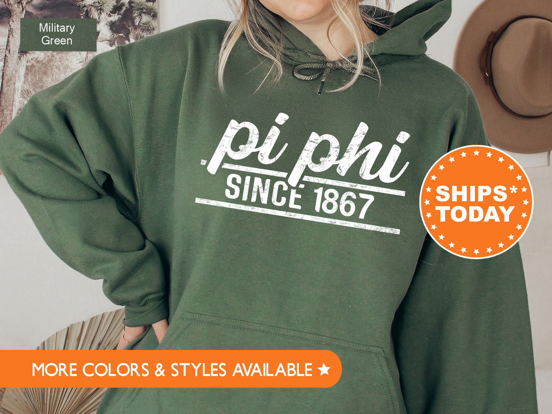 Pi Beta Phi Faded Traditional Sorority Sweatshirt | Pi Phi Sorority Hoodie | Big Little Reveal | Sorority Gifts | Greek Sweatshirt _ 7196g