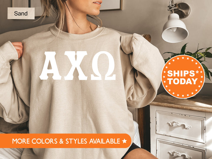 Alpha Chi Omega Basic Letters Sorority Sweatshirt | AXO Sorority Letters | AXO Hoodie | A Chi O Big Little Gift | Greek Letters