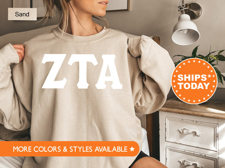 Zeta Tau Alpha Basic Letters Sorority Sweatshirt | Zeta Hoodie | Big Little Gift | Greek Letters | Sorority Letters | Zeta Merch