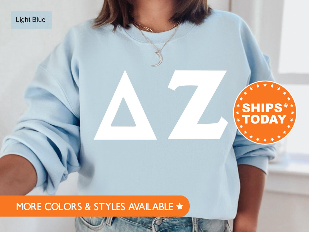 Delta Zeta Basic Letters Sorority Sweatshirt | Dee Zee Hoodie | Big Little Reveal Gift | Delta Zeta Greek Letters | Sorority Letters