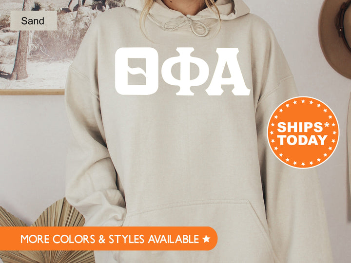 Theta Phi Alpha Basic Letters Sorority Sweatshirt | Theta Phi Hoodie | Sorority Merch | Big Little Reveal | Theta Phi Greek Letters