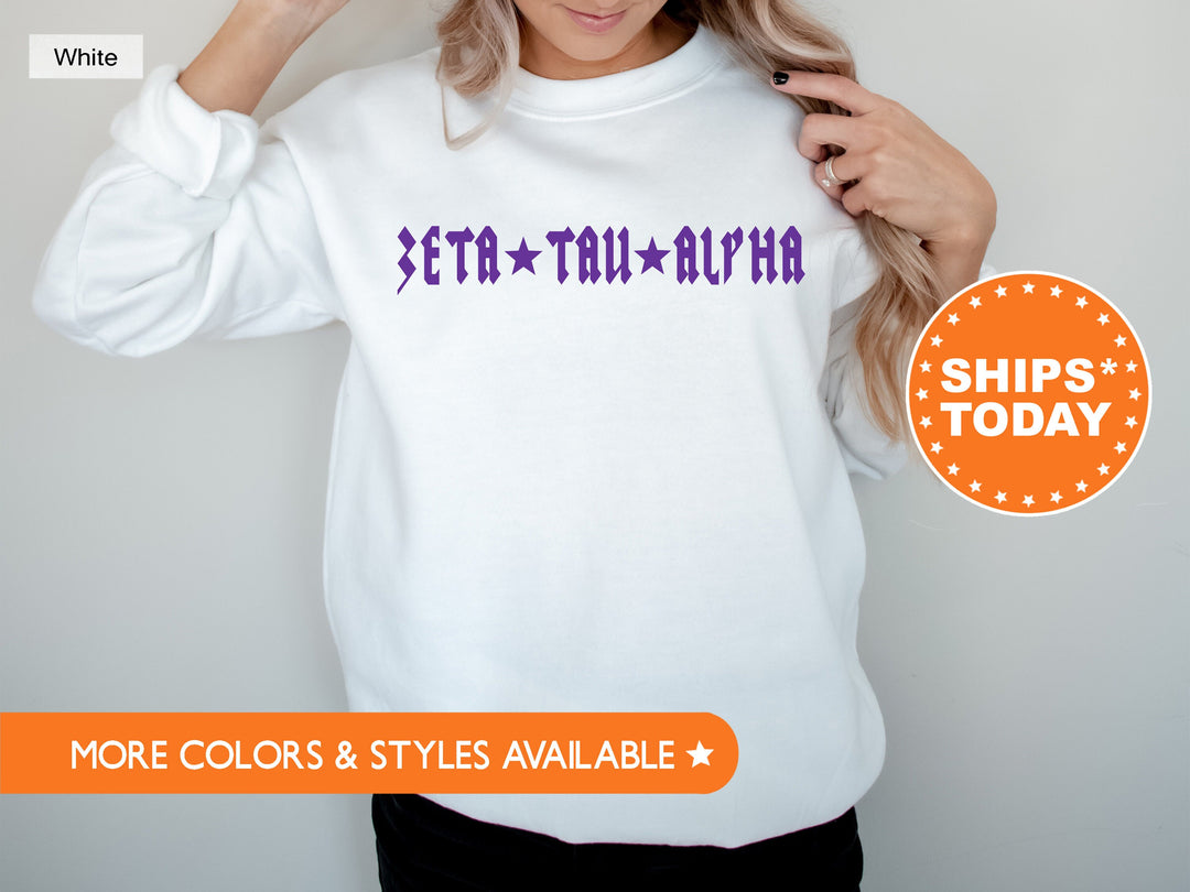 Zeta Tau Alpha Rock N Roll Sorority Sorority Sweatshirt | Zeta Greek Sweatshirt | Sorority Merch | Big Little Gift | College Apparel _ 5610g