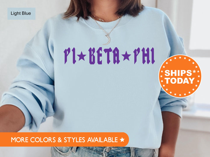 Pi Beta Phi Rock N Roll Sorority Sorority Sweatshirt | Pi Phi Greek Sweatshirt | Sorority Merch | Big Little Gift | College Apparel _ 5605g