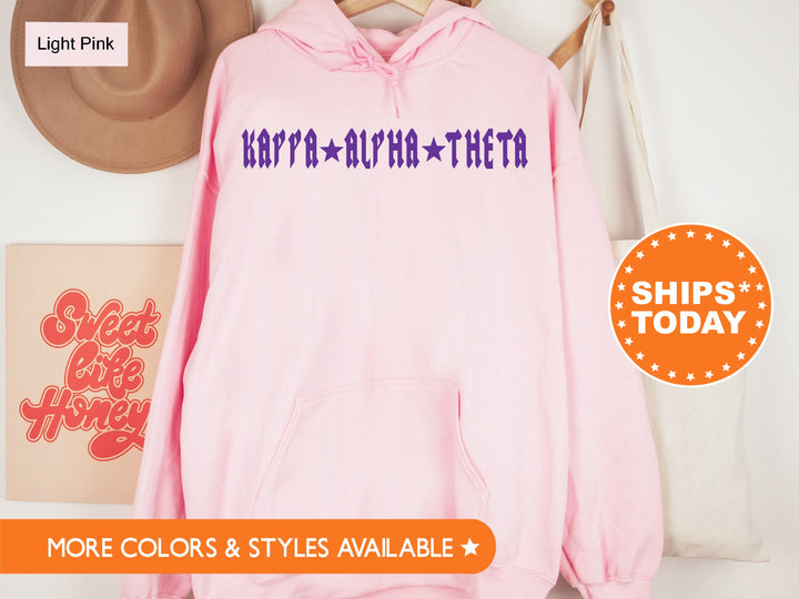 Kappa Alpha Theta Rock N Roll Sorority Sweatshirt | Theta Greek Sweatshirt | Sorority Merch | Big Little Gift | College Apparel _ 5600g