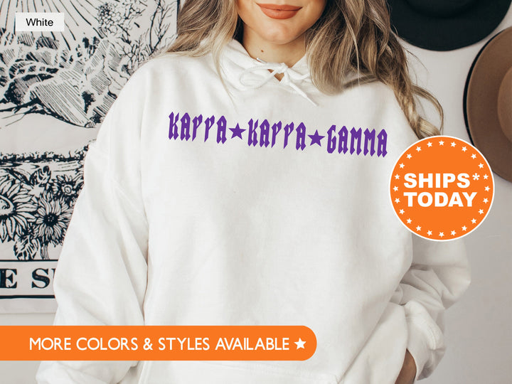 Kappa Kappa Gamma Rock N Roll Sorority Sweatshirt | Kappa Greek Sweatshirt | Sorority Merch | KKG Big Little Gift | College Apparel _ 5602g