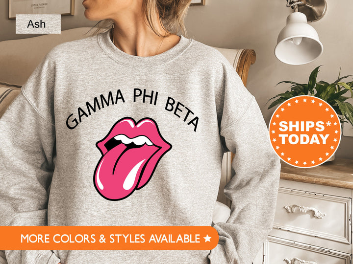 Gamma Phi Beta Tongues Out Sorority Sweatshirt | GPHI Greek Apparel | Gamma Phi Sweatshirt | Big Little Gift | Sorority Merch _ 7736g