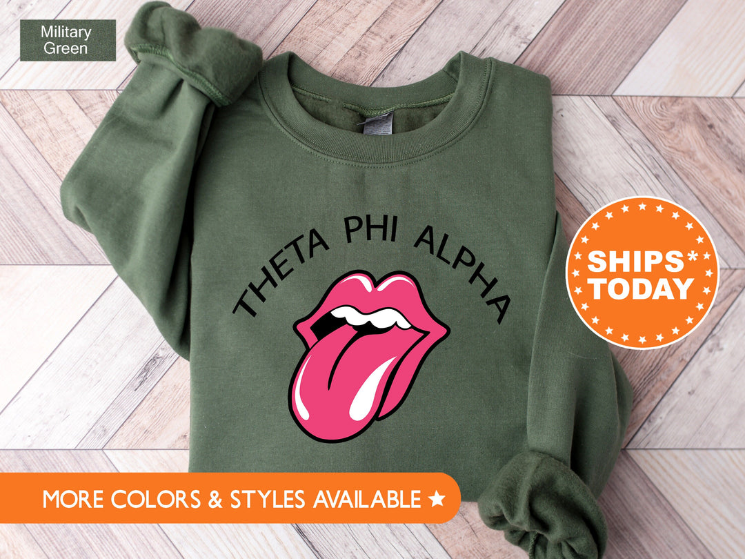 Theta Phi Alpha Tongues Out Sorority Sweatshirt | Theta Phi Hoodie | Sorority Merch | Sorority Gifts For Little | Sorority Reveal _ 7746g