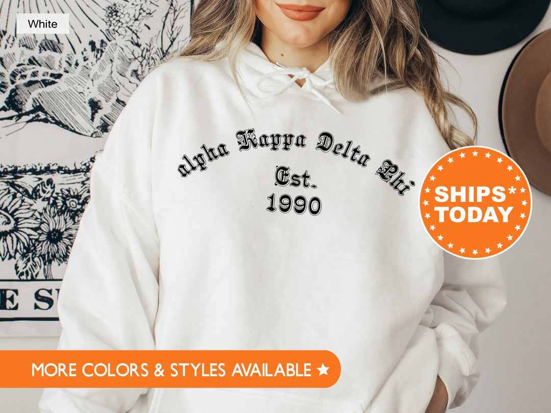 Alpha Kappa Delta Phi Old English Sorority Sweatshirt | aKDPhi Sweatshirt | Big Little Reveal | aKDPhi Hoodie | Sorority Initiation