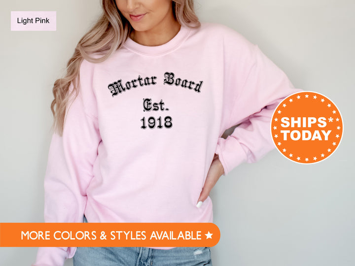 Mortar Board Old English Sorority Sweatshirt | Big Little Reveal Gift | Mortar Board Hoodie | Sorority Apparel | Vintage Sweatshirt