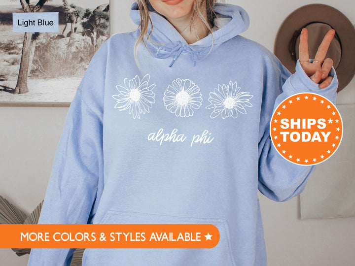 Alpha Phi Minimalist Floral Sorority Sweatshirt | Alpha Phi Floral Sweatshirt | APHI Sorority Hoodie | Big Little Sorority Reveal
