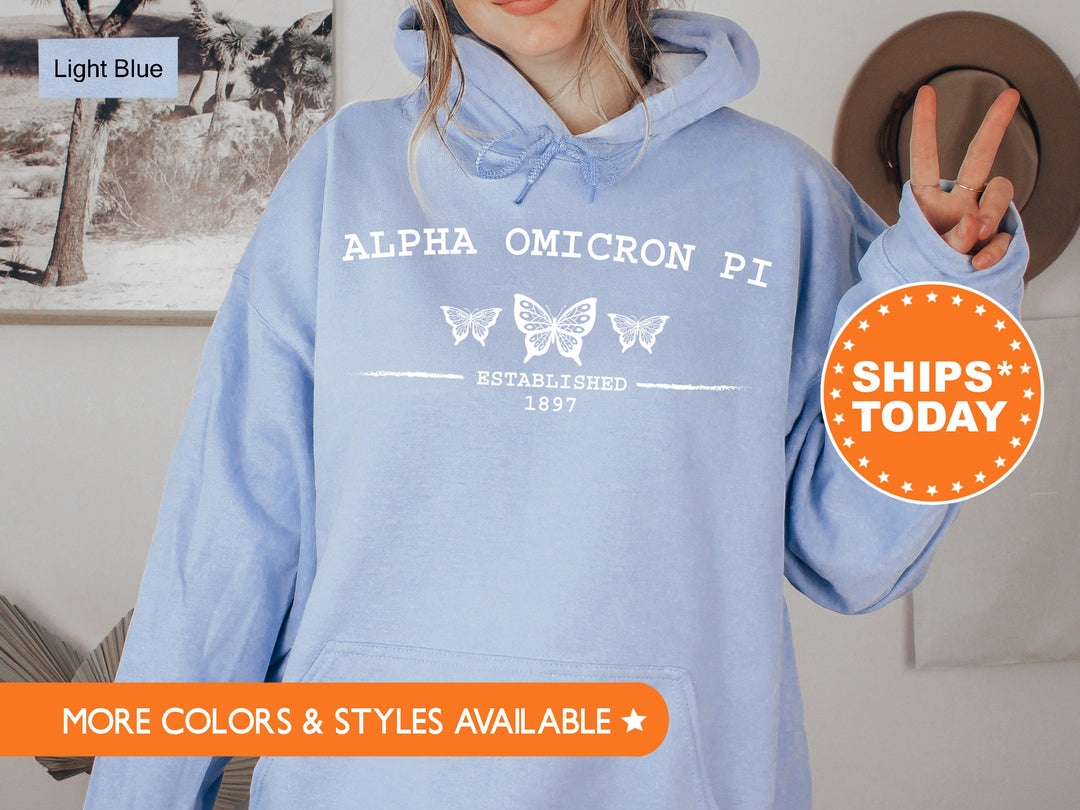 Alpha Omicron Pi Neutral Butterfly Sorority Sweatshirt | Alpha O Crewneck Sweatshirt | Greek Apparel | Big Little Reveal | College Apparel