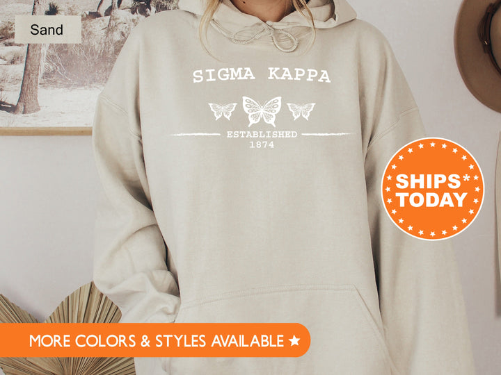 Sigma Kappa Neutral Butterfly Sorority Sweatshirt | Sig Kap Crewneck Sweatshirt | Greek Apparel | Big Little Reveal | College Apparel
