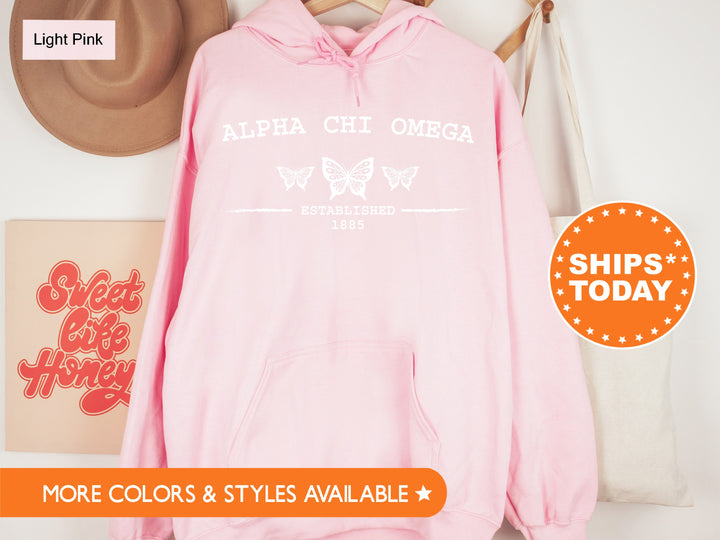 Alpha Chi Omega Neutral Butterfly Sorority Sweatshirt | Alpha Chi Crewneck Sweatshirt | ACHIO Greek Apparel | AXO Big Little Reveal Gift