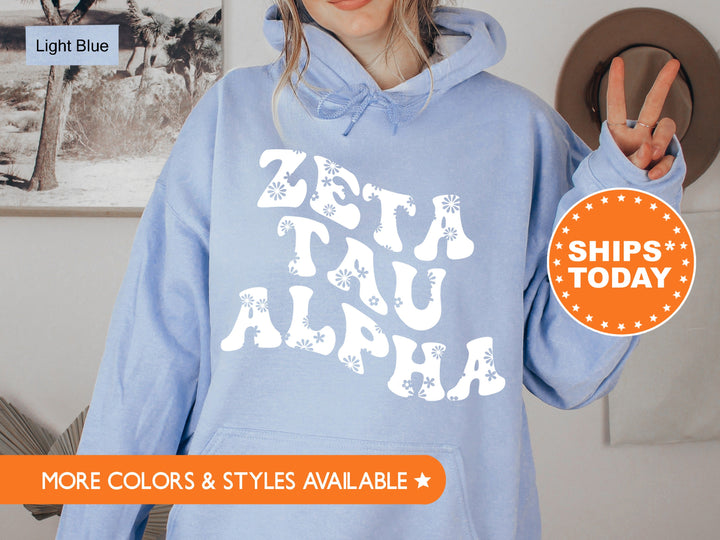 Zeta Tau Alpha Floral Hippie Sorority Sweatshirt | Zeta Hoodie | Big Little Reveal | Sorority Gift | Greek Apparel | Zeta Sweatshirt
