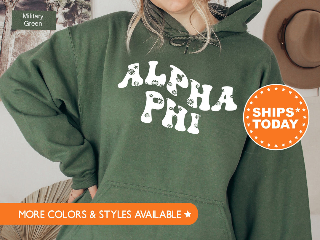 Alpha Phi Floral Hippie Sorority Sweatshirt | Alpha Phi Hoodie | APHI Big Little | Sorority Gifts | Greek Apparel | Sorority Reveal