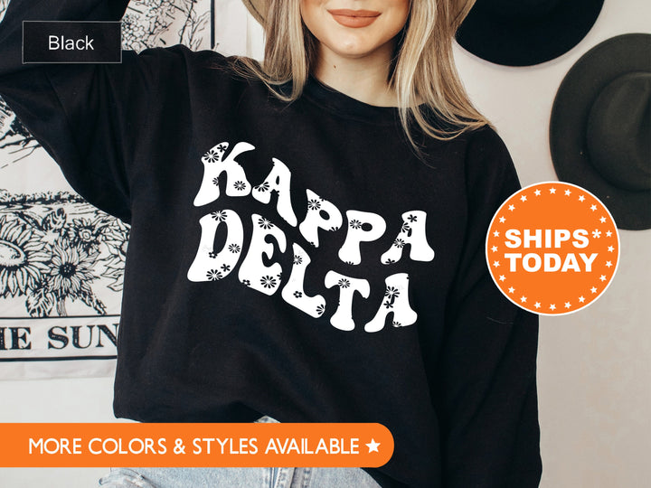 Kappa Delta Floral Hippie Sorority Sweatshirt | Kay Dee Hoodie | Sorority Big Little Gift | Bid Day Basket | Kappa Delta Sweatshirt 7114g