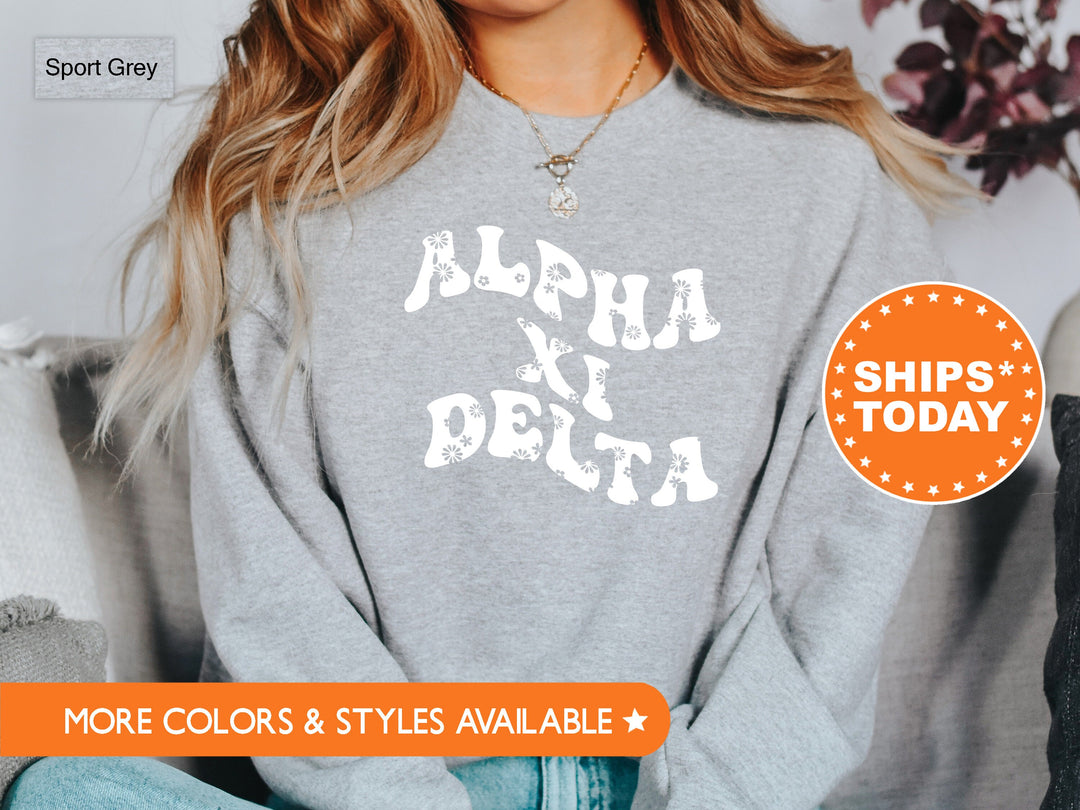 Alpha Xi Delta Floral Hippie Sorority Sweatshirt | AXID Sorority Hoodie | Greek Apparel | Big Little Reveal | Sorority Bid Day Gifts