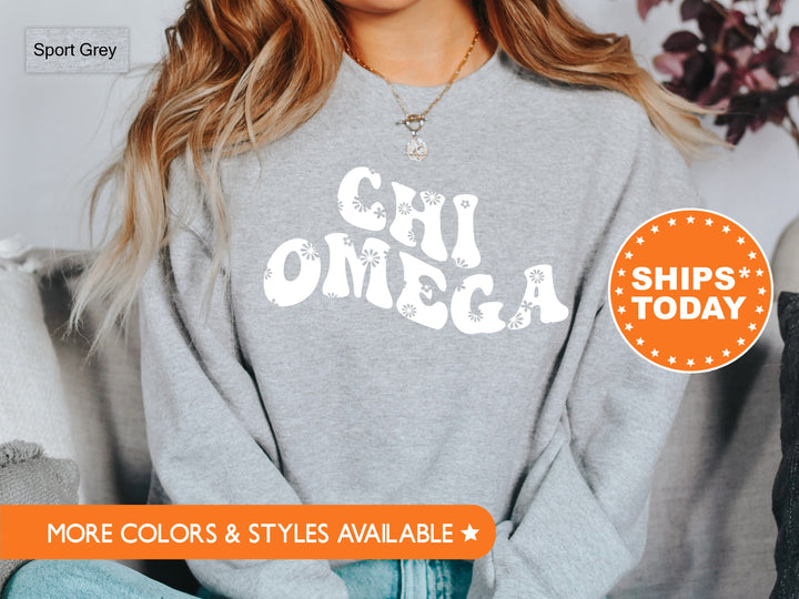 Chi Omega Floral Hippie Sorority Sweatshirt | Chi O Merch | Big Little Sorority | Sorority Gift | Greek Apparel | Chi Omega Hoodie