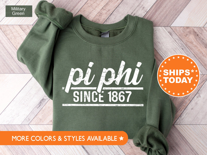 Pi Beta Phi Faded Traditional Sorority Sweatshirt | Pi Phi Sorority Hoodie | Big Little Reveal | Sorority Gifts | Greek Sweatshirt _ 7196g