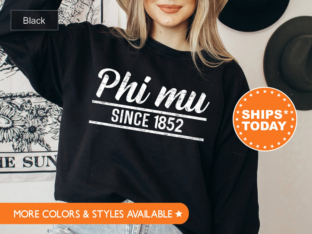 Phi Mu Faded Traditional Sorority Sweatshirt | Phi Mu Sorority Hoodie | Big Little Reveal | Sorority Gifts | Greek Sweatshirt _ 7194g