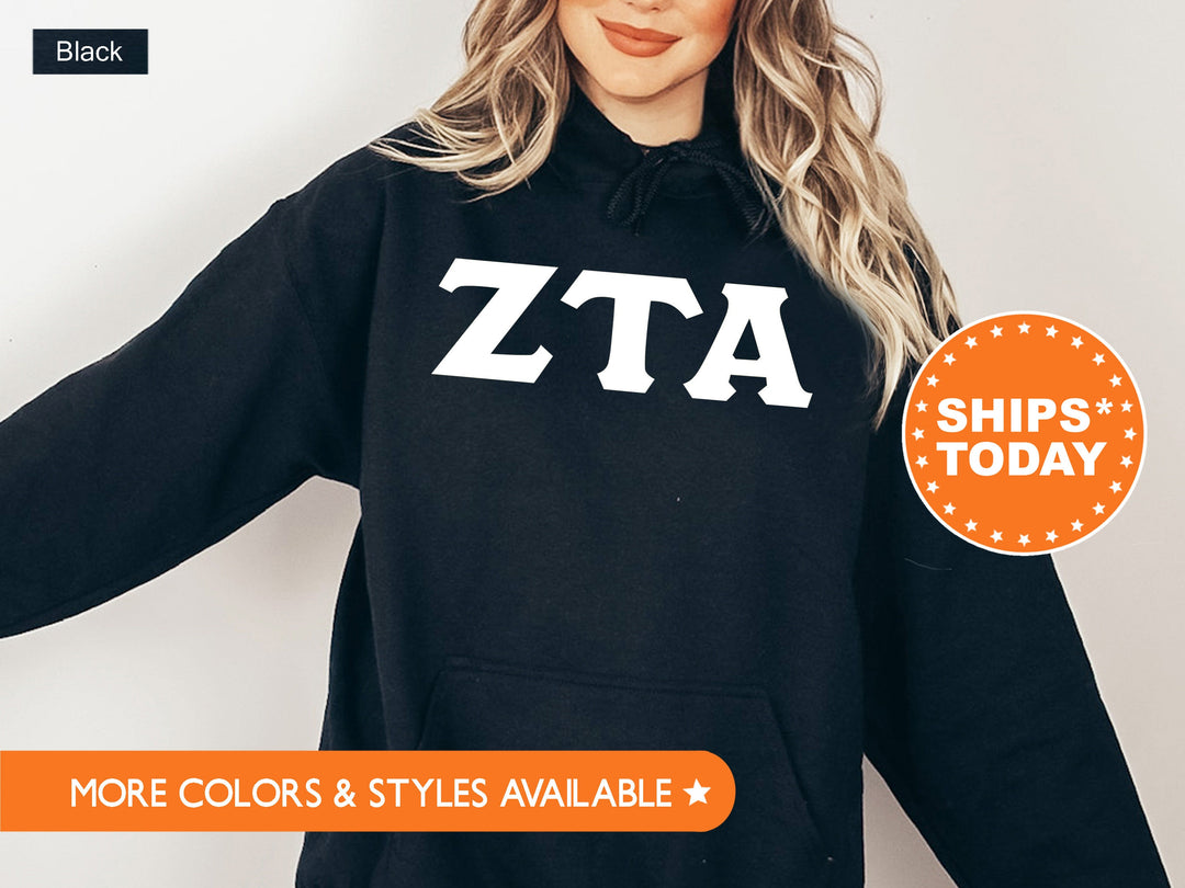 Zeta Tau Alpha Basic Letters Sorority Sweatshirt | Zeta Hoodie | Big Little Gift | Greek Letters | Sorority Letters | Zeta Merch