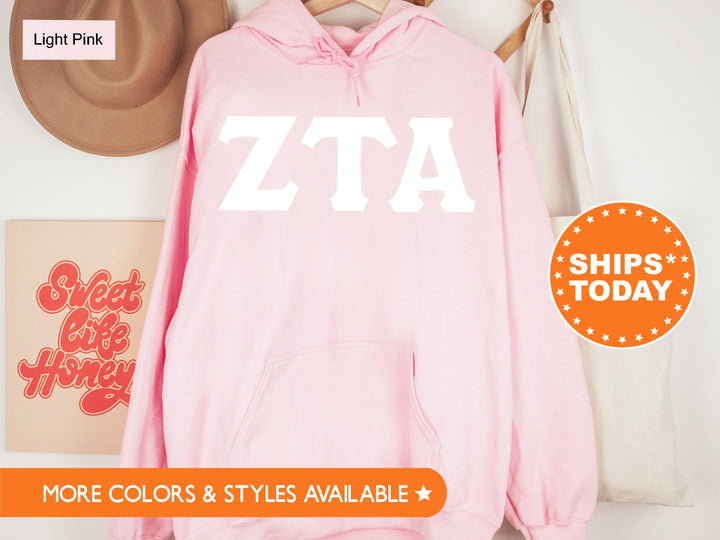 Zeta Tau Alpha Basic Letters Sorority Sweatshirt | Zeta Hoodie | Big Little Gift | Greek Letters | Sorority Letters | Zeta Merch