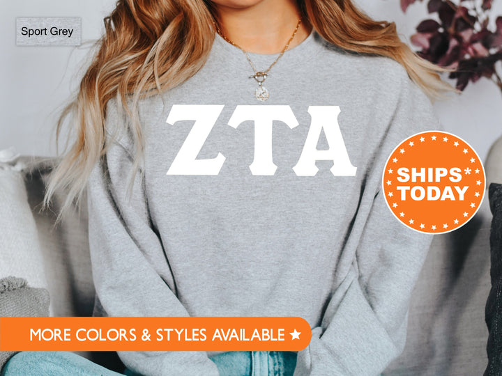 Zeta Tau Alpha Basic Letters Sorority Sweatshirt | Zeta Hoodie | Big Little Gift | Greek Letters | Sorority Letters | Zeta Merch