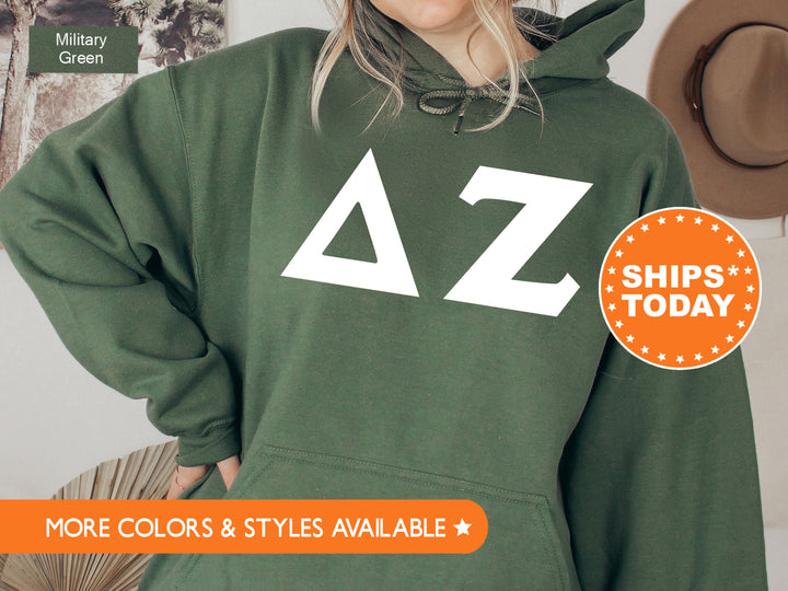 Delta Zeta Basic Letters Sorority Sweatshirt | Dee Zee Hoodie | Big Little Reveal Gift | Delta Zeta Greek Letters | Sorority Letters