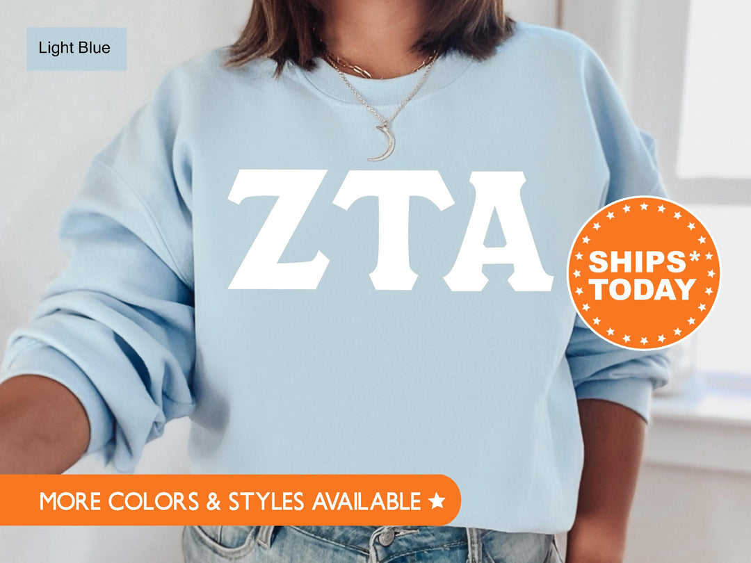 Zeta Tau Alpha Basic Letters Sorority Sweatshirt | Zeta Hoodie | Big Little Gift | Greek Letters | Sorority Letters | Zeta Merch