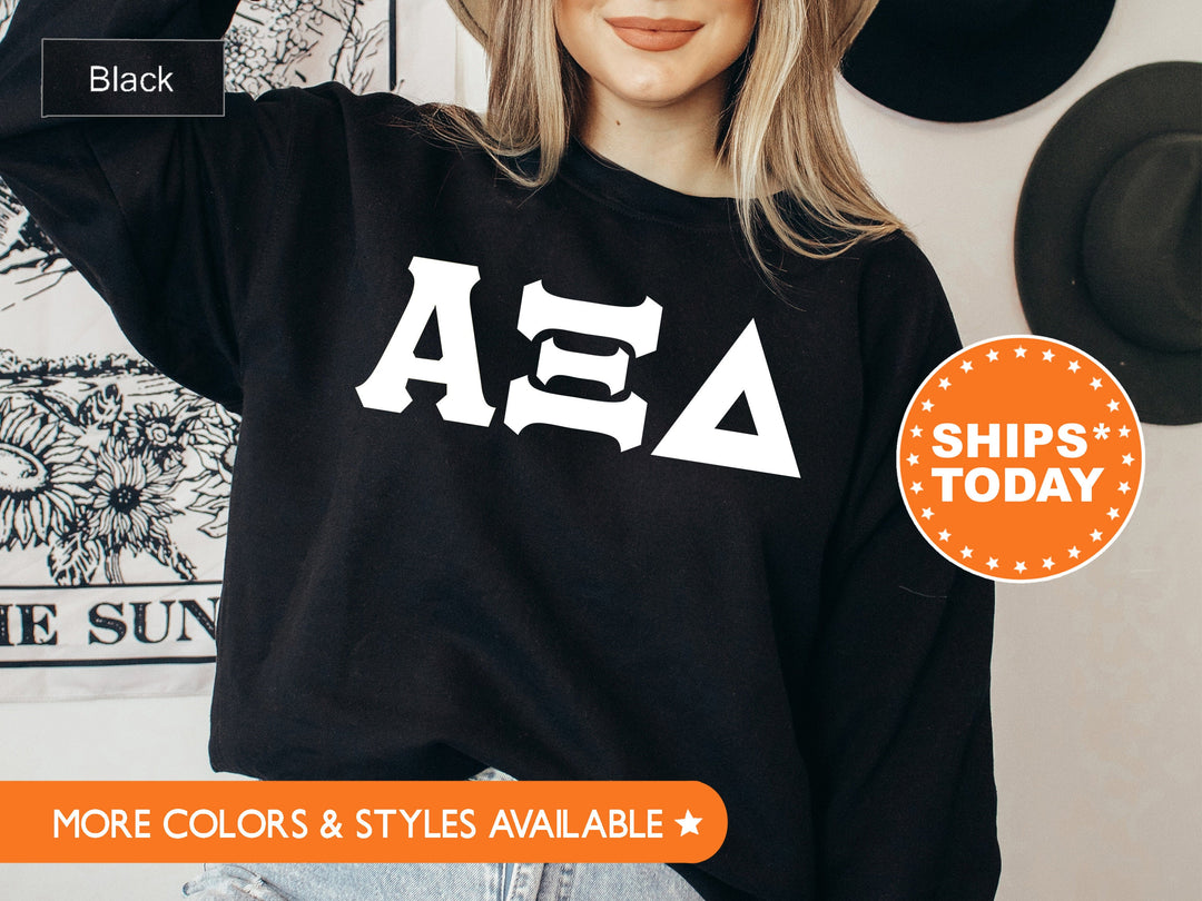 Alpha Xi Delta Basic Letters Sorority Sweatshirt | AXID Sweatshirt | Sorority Hoodie | Big Little Reveal | Alpha Xi Greek Letters