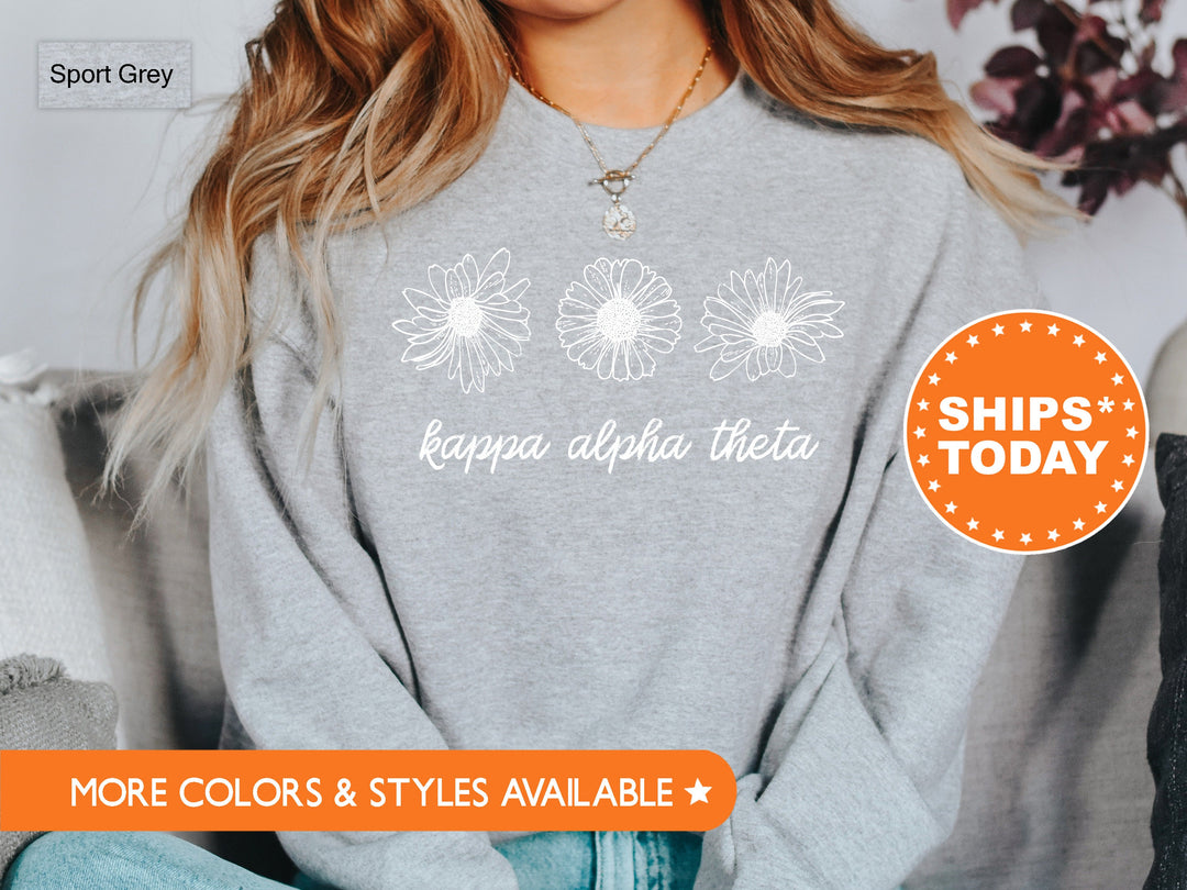 Kappa Alpha Theta Minimalist Floral Sorority Sweatshirt | THETA Floral Sweatshirt | Sorority Hoodie | Big Little Sorority Reveal