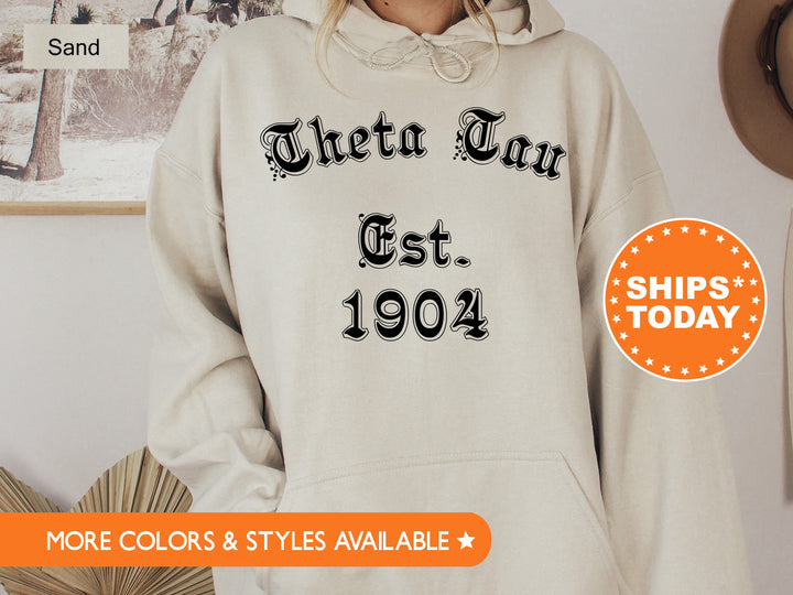 Theta Tau Old English Coed Sweatshirt | Engineering Fraternity Sweatshirt | Greek Apparel | Coed Fraternity Hoodie | Sorority Gifts _ 8829g