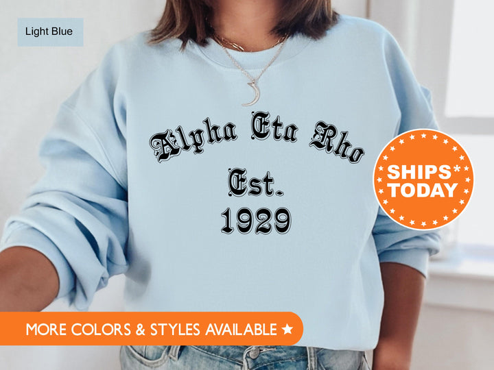 Alpha Eta Rho Old English Coed Sweatshirt | Coed Fraternity Sweatshirt | Greek Apparel | ETR Initiation Gifts | Sorority Sweatshirt _ 8814g