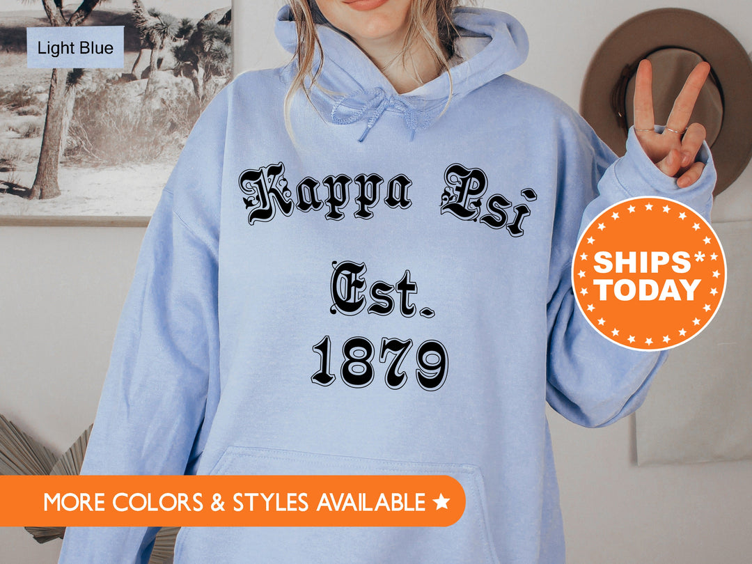 Kappa Psi Old English Coed Sweatshirt | Kappa Psi Crewneck Sweatshirt | Coed Fraternity Hoodie | Greek Apparel | Sorority Gifts _ 8821g