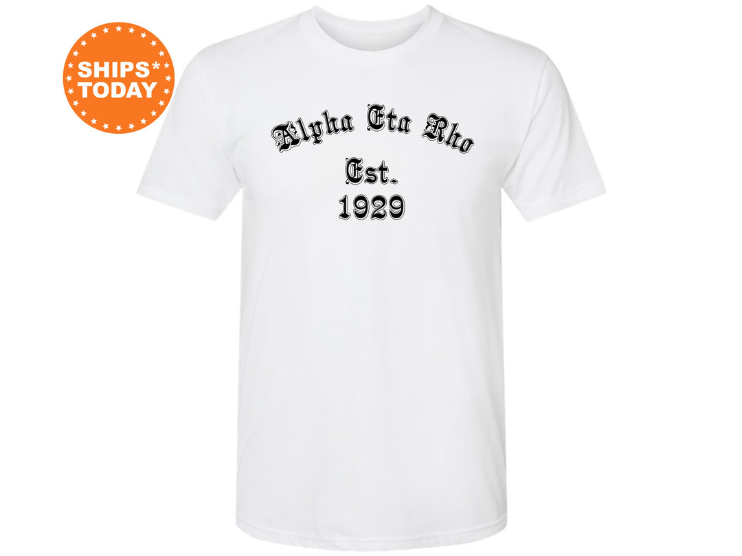 Alpha Eta Rho Old English Coed T-Shirt | AHP Fraternity Shirt | Coed Fraternity | Initiation Gift | Bid Day Gift | Honor House Shirt _ 8814g