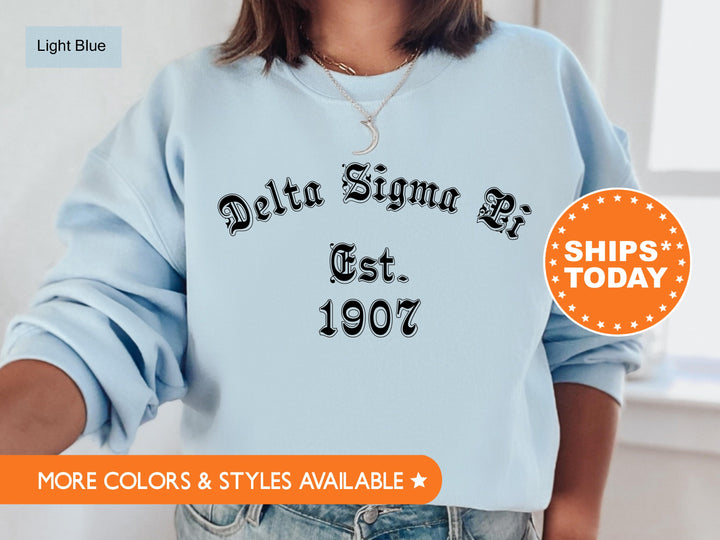 Delta Sigma Pi Old English Coed Sweatshirt | Deltasig Sweatshirt | Coed Fraternity | Deltasig Recruitment Gifts | Sorority Gift _ 8819g