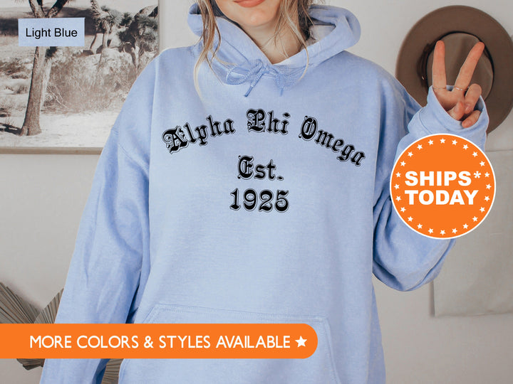 Alpha Phi Omega Old English Coed Sweatshirt | APO Hoodie | APHIO Coed Fraternity Sweatshirt | Sorority Apparel | Sorority Gifts _ 8816g