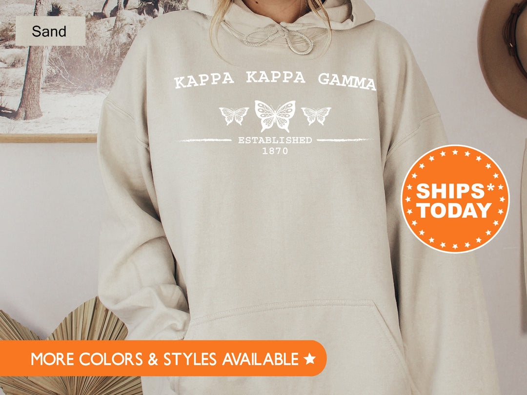 Kappa Kappa Gamma Neutral Butterfly Sorority Sweatshirt | Kappa Crewneck Sweatshirt | Greek Apparel | Big Little Reveal | College Apparel 7531g